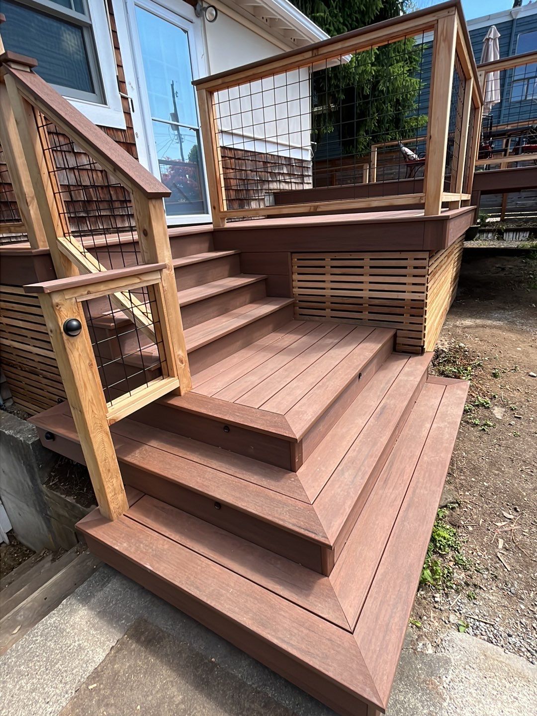 Composite Deck Stairs - Custom composite multi-level Deck Builder and contractor west seattle wa