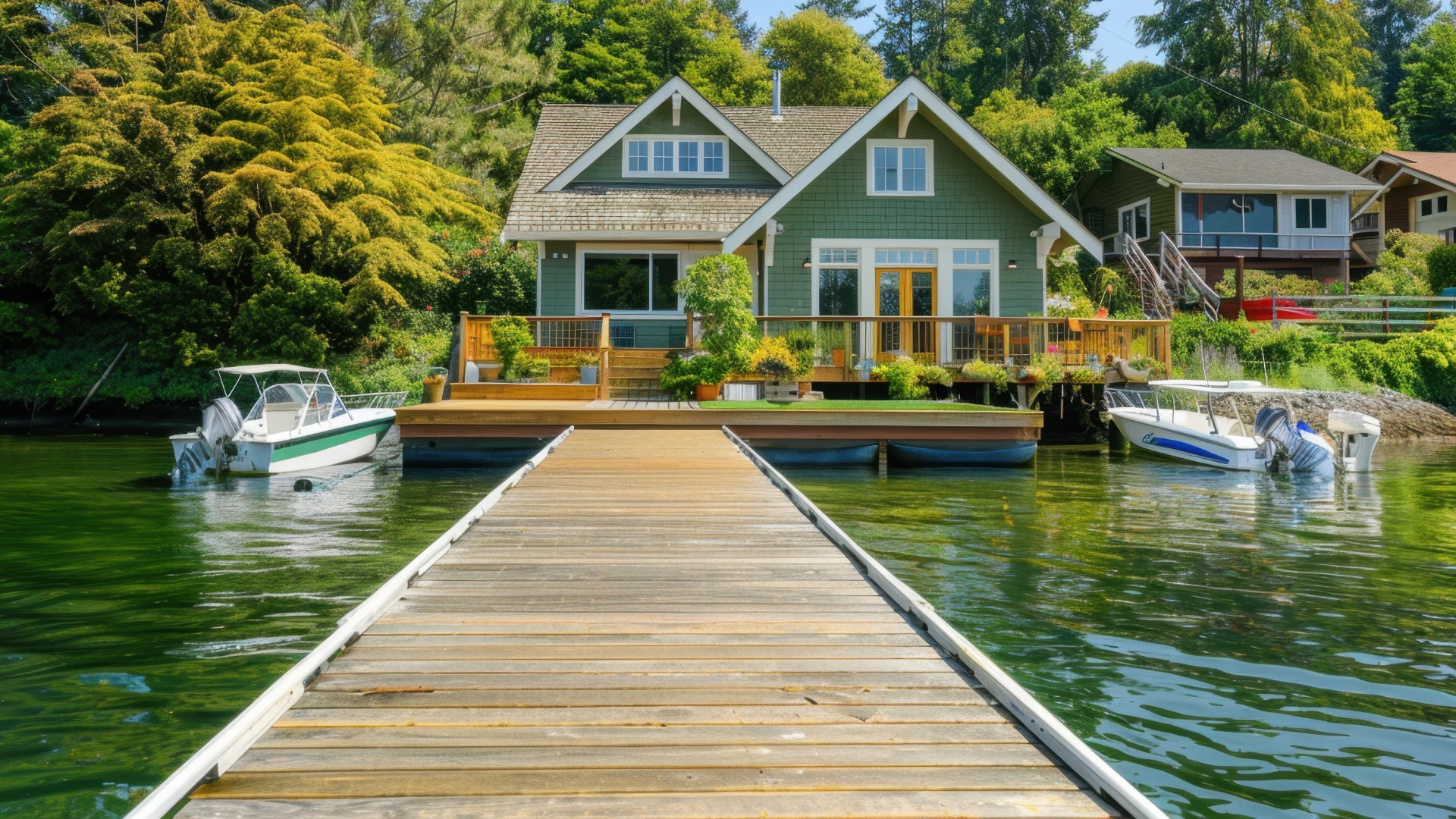 lake-house-with-dock-and-wooden-railing-on-the-deck-featuring-overlooking-nature-scenery-in-seattle-wa